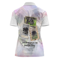 Jimothy The Raccoon Short Spines Long Story Women Polo Shirt Vintage Polaroid Scrapbook Photography Collage