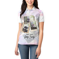Jimothy The Raccoon Short Spines Long Story Women Polo Shirt Vintage Polaroid Scrapbook Photography Collage