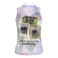 Jimothy The Raccoon Short Spines Long Story Women Sleeveless Polo Shirt Vintage Polaroid Scrapbook Photography Collage