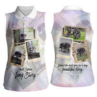 Jimothy The Raccoon Short Spines Long Story Women Sleeveless Polo Shirt Vintage Polaroid Scrapbook Photography Collage