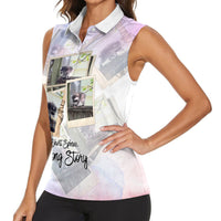 Jimothy The Raccoon Short Spines Long Story Women Sleeveless Polo Shirt Vintage Polaroid Scrapbook Photography Collage