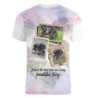 Jimothy The Raccoon Short Spines Long Story Women V-Neck T-Shirt Vintage Polaroid Scrapbook Photography Collage