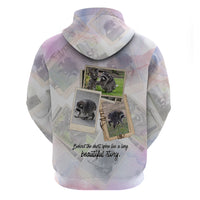 Jimothy The Raccoon Short Spines Long Story Zip Hoodie Vintage Polaroid Scrapbook Photography Collage