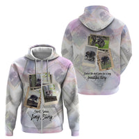 Jimothy The Raccoon Short Spines Long Story Zip Hoodie Vintage Polaroid Scrapbook Photography Collage