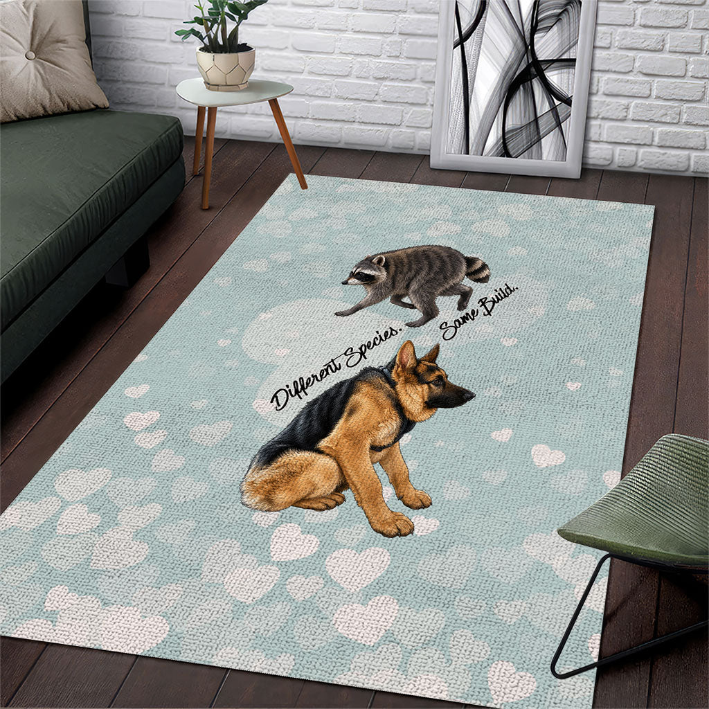 Jimothy The Raccoon And Dogs Area Rug Different Species Same Build Inspirational Heart