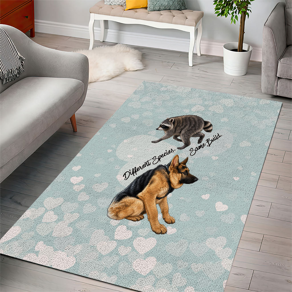 Jimothy The Raccoon And Dogs Area Rug Different Species Same Build Inspirational Heart
