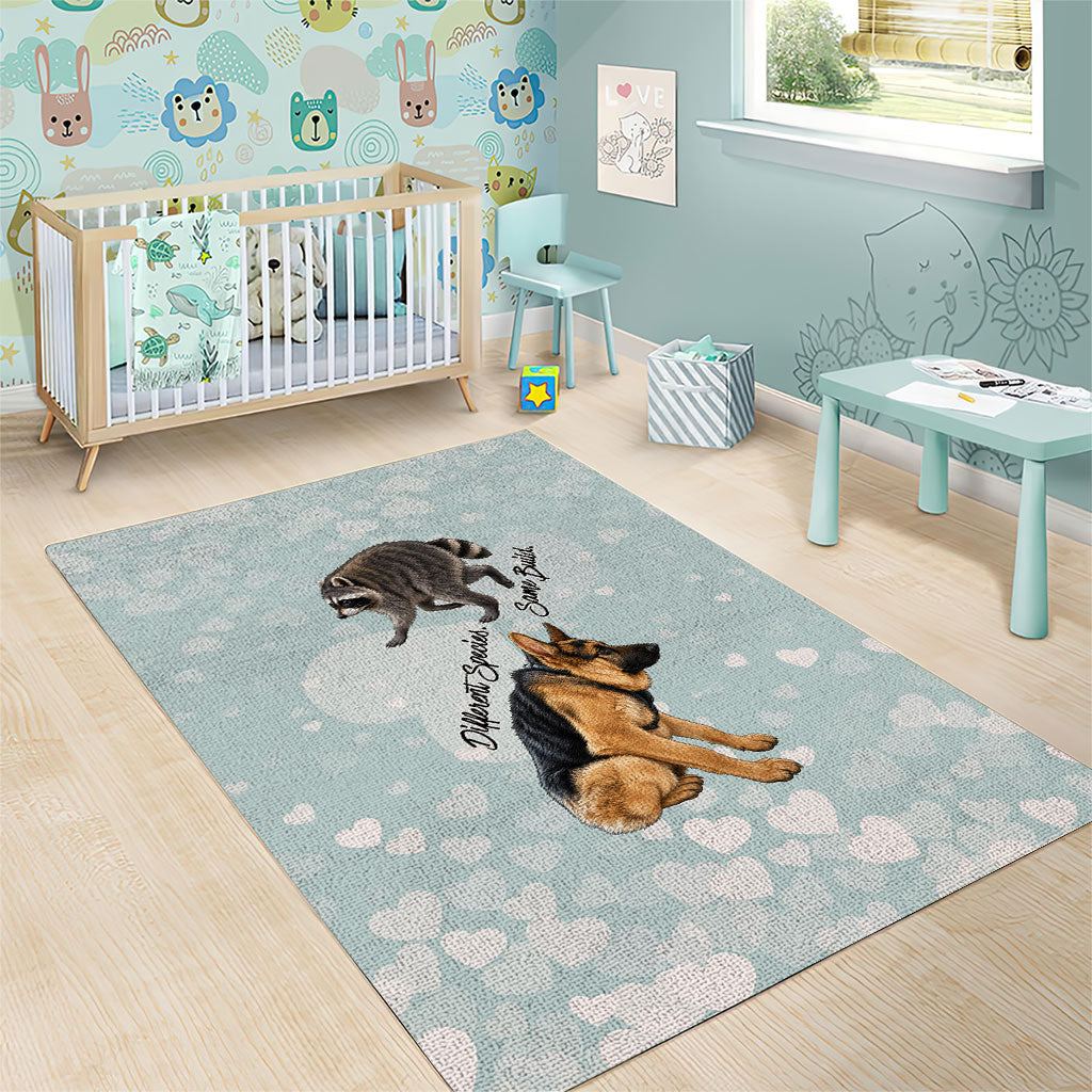 Jimothy The Raccoon And Dogs Area Rug Different Species Same Build Inspirational Heart