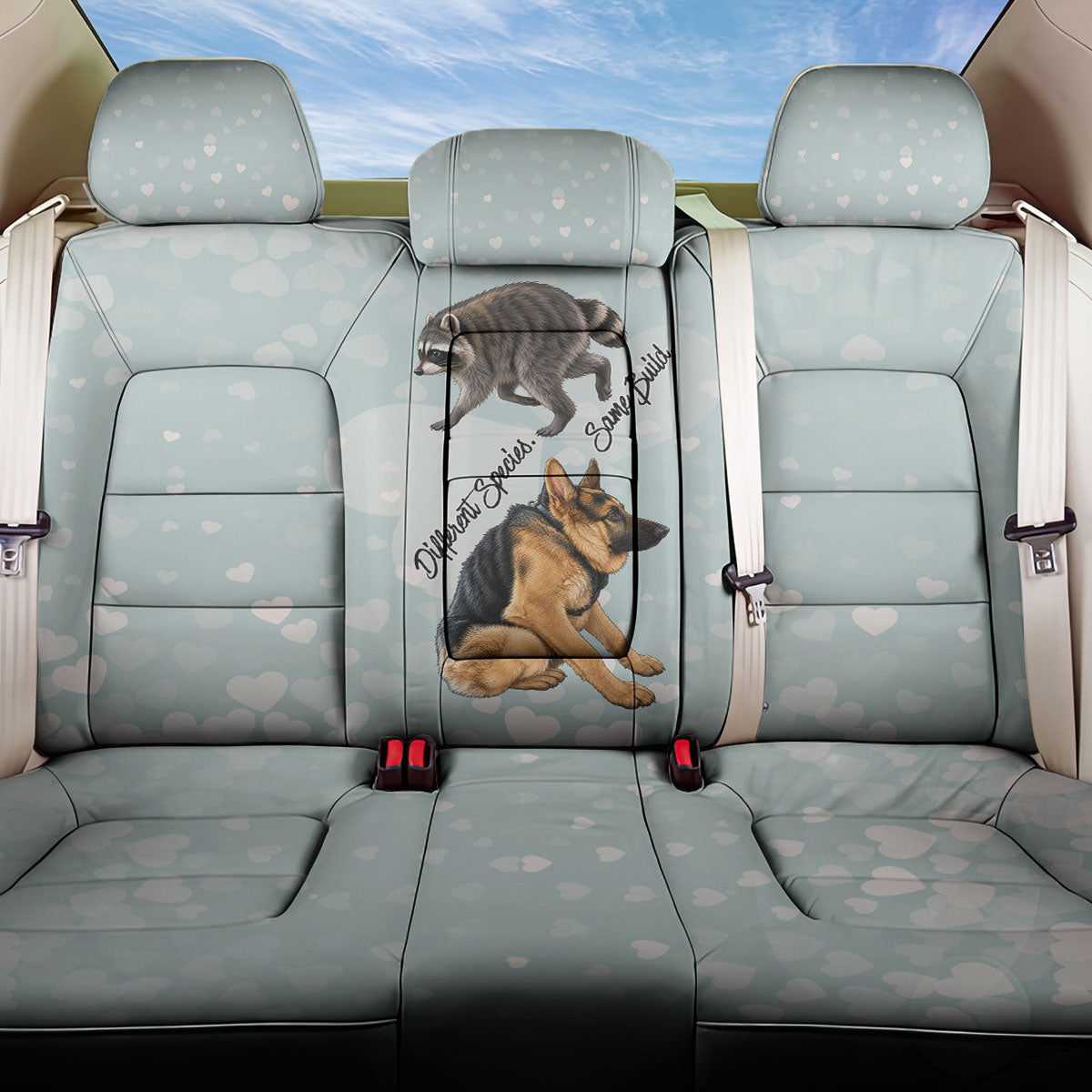 Jimothy The Raccoon And Dogs Back Car Seat Cover Different Species Same Build Inspirational Heart