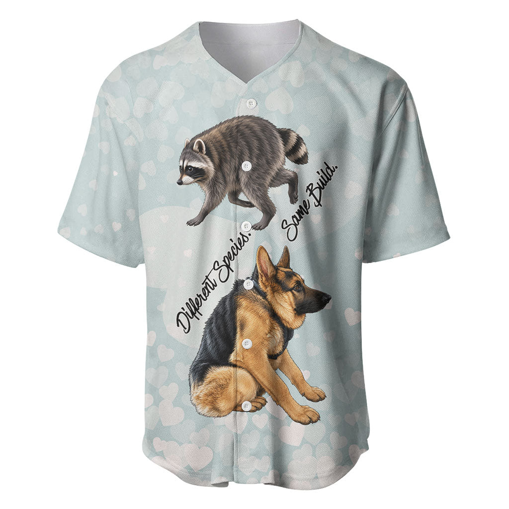 Jimothy The Raccoon And Dogs Baseball Jersey Different Species Same Build Inspirational Heart