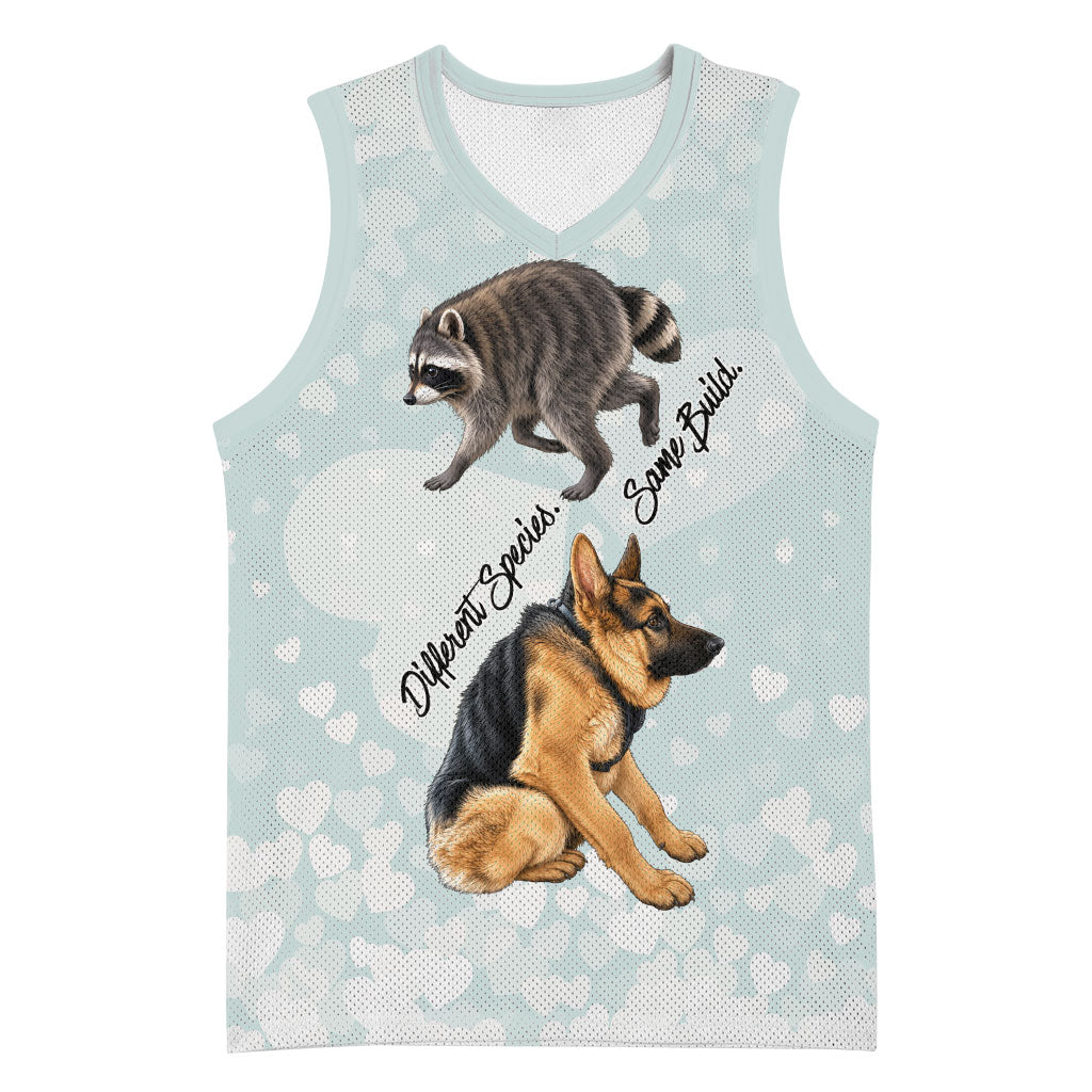 Jimothy The Raccoon And Dogs Basketball Jersey Different Species Same Build Inspirational Heart