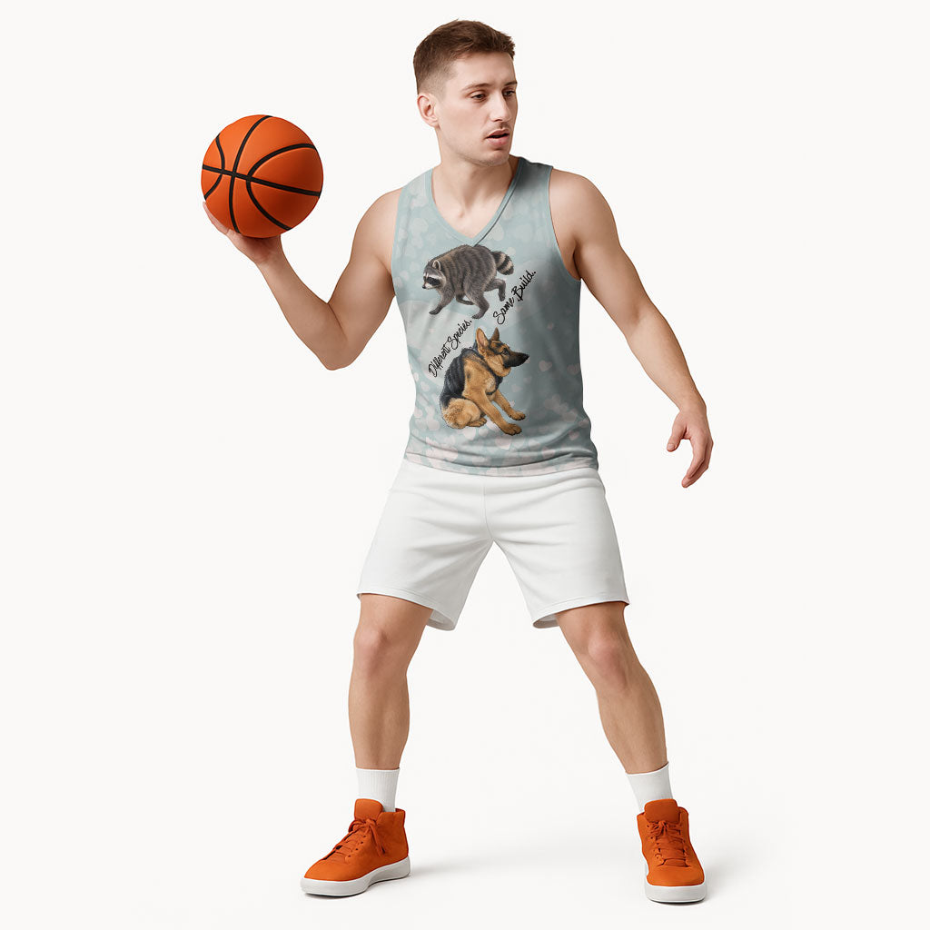 Jimothy The Raccoon And Dogs Basketball Jersey Different Species Same Build Inspirational Heart