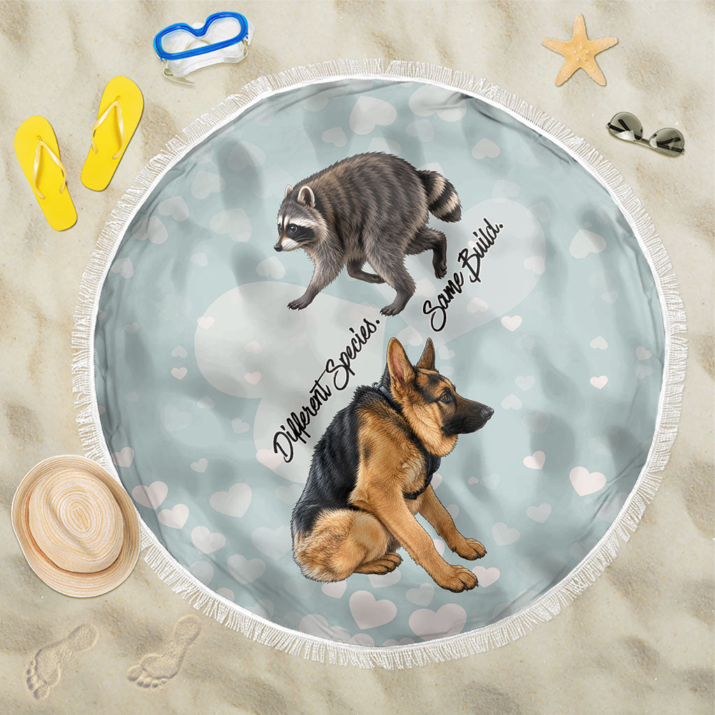 Jimothy The Raccoon And Dogs Beach Blanket Different Species Same Build Inspirational Heart
