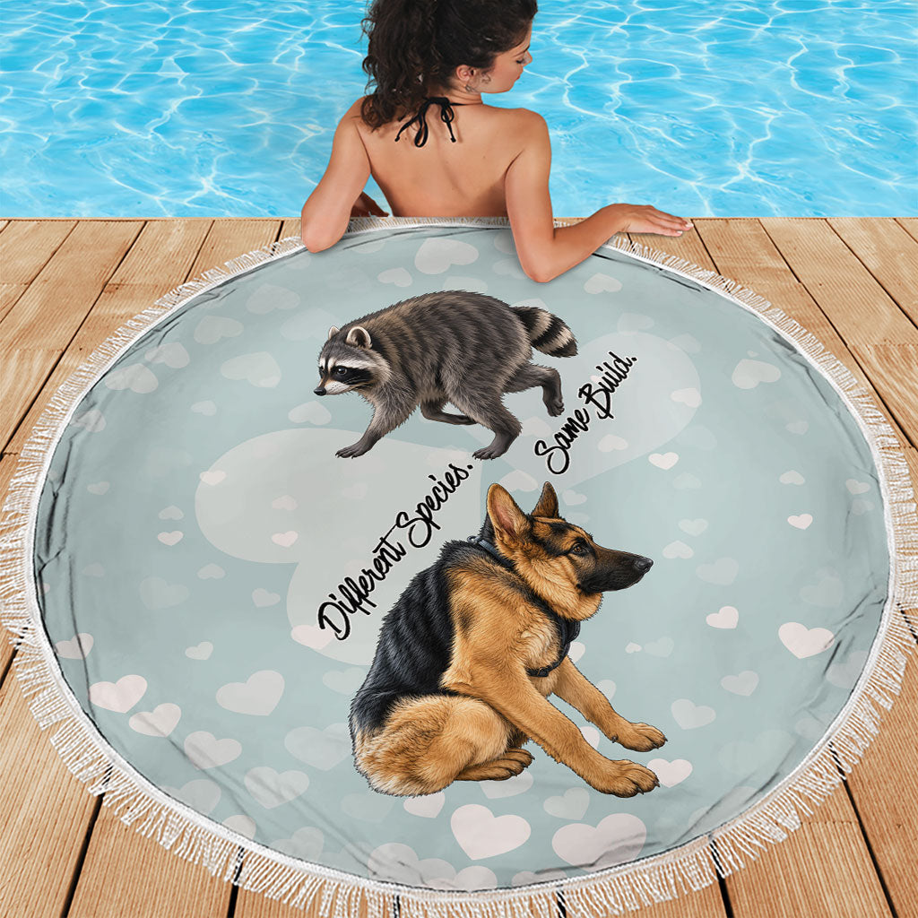 Jimothy The Raccoon And Dogs Beach Blanket Different Species Same Build Inspirational Heart