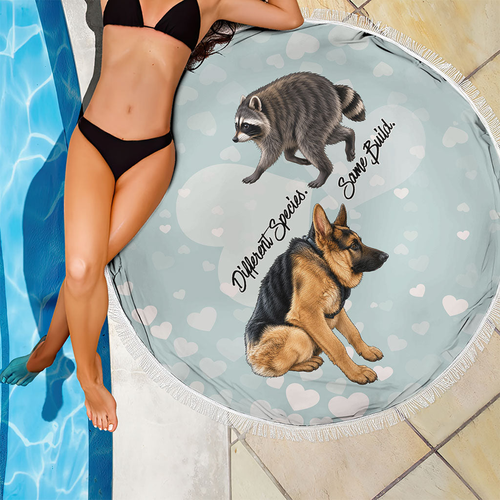 Jimothy The Raccoon And Dogs Beach Blanket Different Species Same Build Inspirational Heart