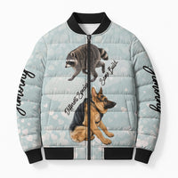 Jimothy The Raccoon And Dogs Bomber Puffer Jacket Different Species Same Build Inspirational Heart