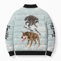 Jimothy The Raccoon And Dogs Bomber Puffer Jacket Different Species Same Build Inspirational Heart