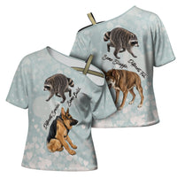 Jimothy The Raccoon And Dogs Cross Shoulder Shirt Different Species Same Build Inspirational Heart