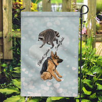 Jimothy The Raccoon And Dogs Garden Flag Different Species Same Build Inspirational Heart