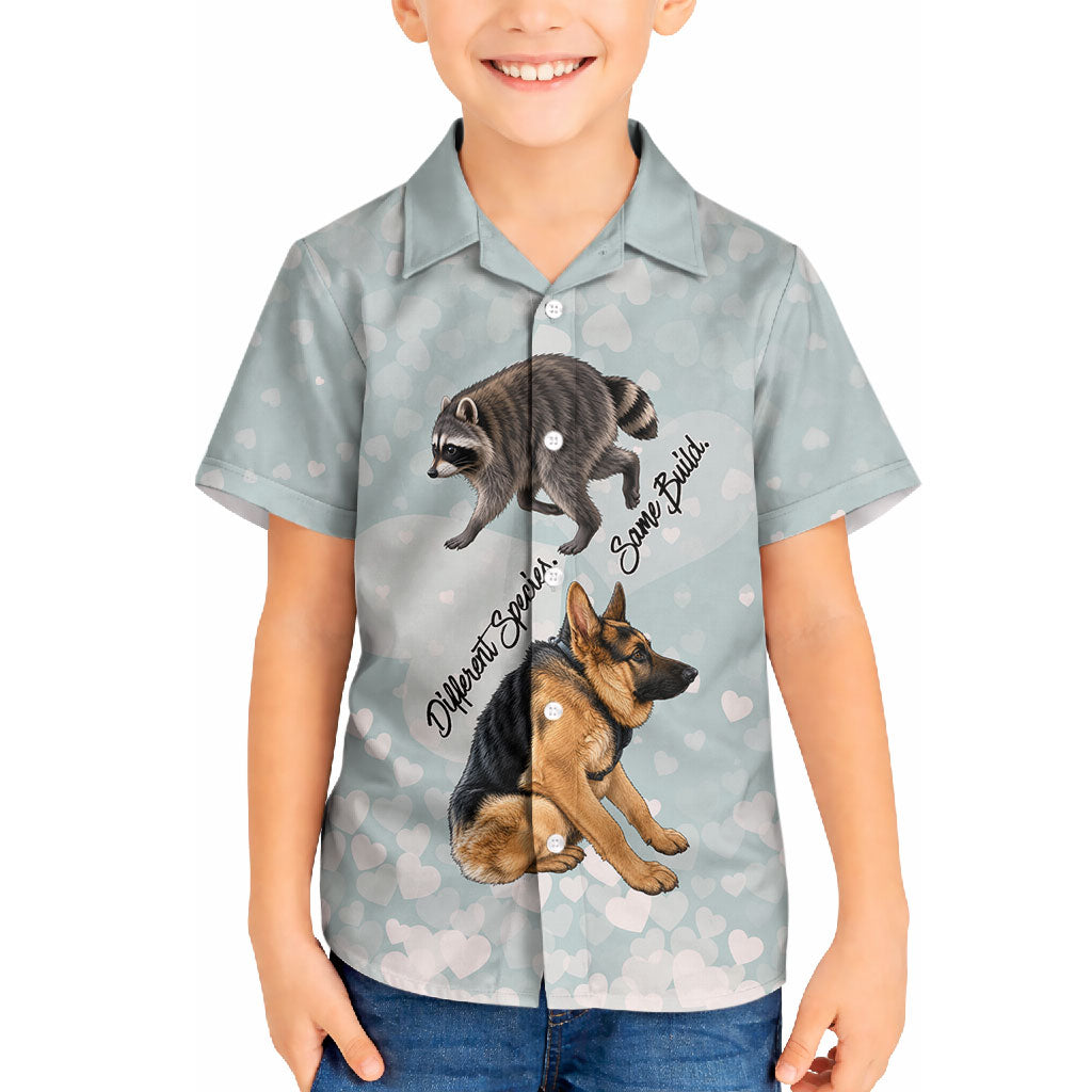 Jimothy The Raccoon And Dogs Hawaiian Shirt Different Species Same Build Inspirational Heart