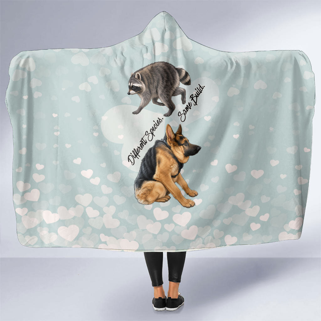 Jimothy The Raccoon And Dogs Hooded Blanket Different Species Same Build Inspirational Heart