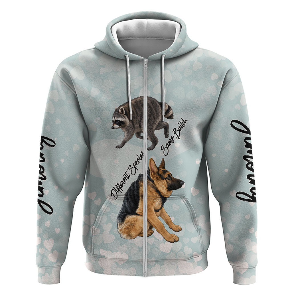 Jimothy The Raccoon And Dogs Hoodie Different Species Same Build Inspirational Heart