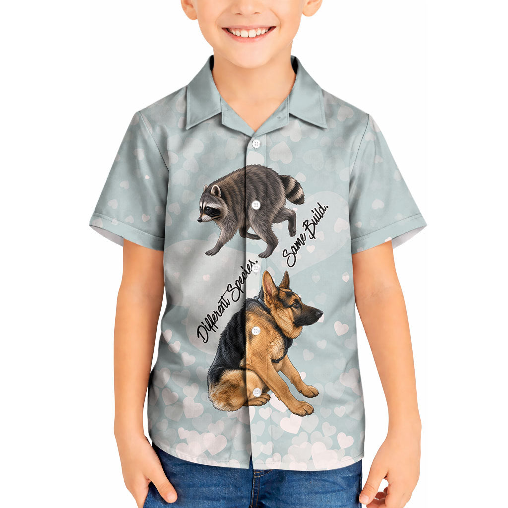 Jimothy The Raccoon And Dogs Kid Hawaiian Shirt Different Species Same Build Inspirational Heart