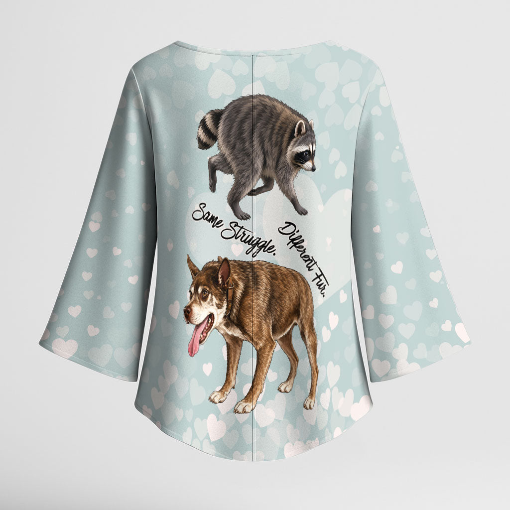 Jimothy The Raccoon And Dogs Kimono Sleeve Blouse Different Species Same Build Inspirational Heart