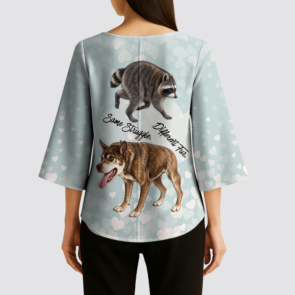 Jimothy The Raccoon And Dogs Kimono Sleeve Blouse Different Species Same Build Inspirational Heart