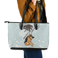Jimothy The Raccoon And Dogs Leather Tote Bag Different Species Same Build Inspirational Heart