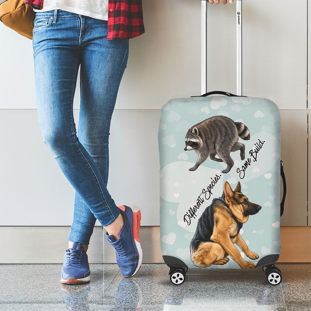 Jimothy The Raccoon And Dogs Luggage Cover Different Species Same Build Inspirational Heart