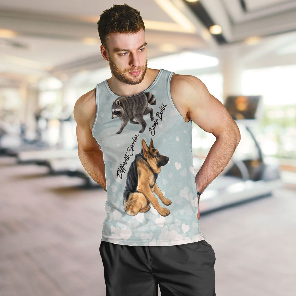 Jimothy The Raccoon And Dogs Men Tank Top Different Species Same Build Inspirational Heart