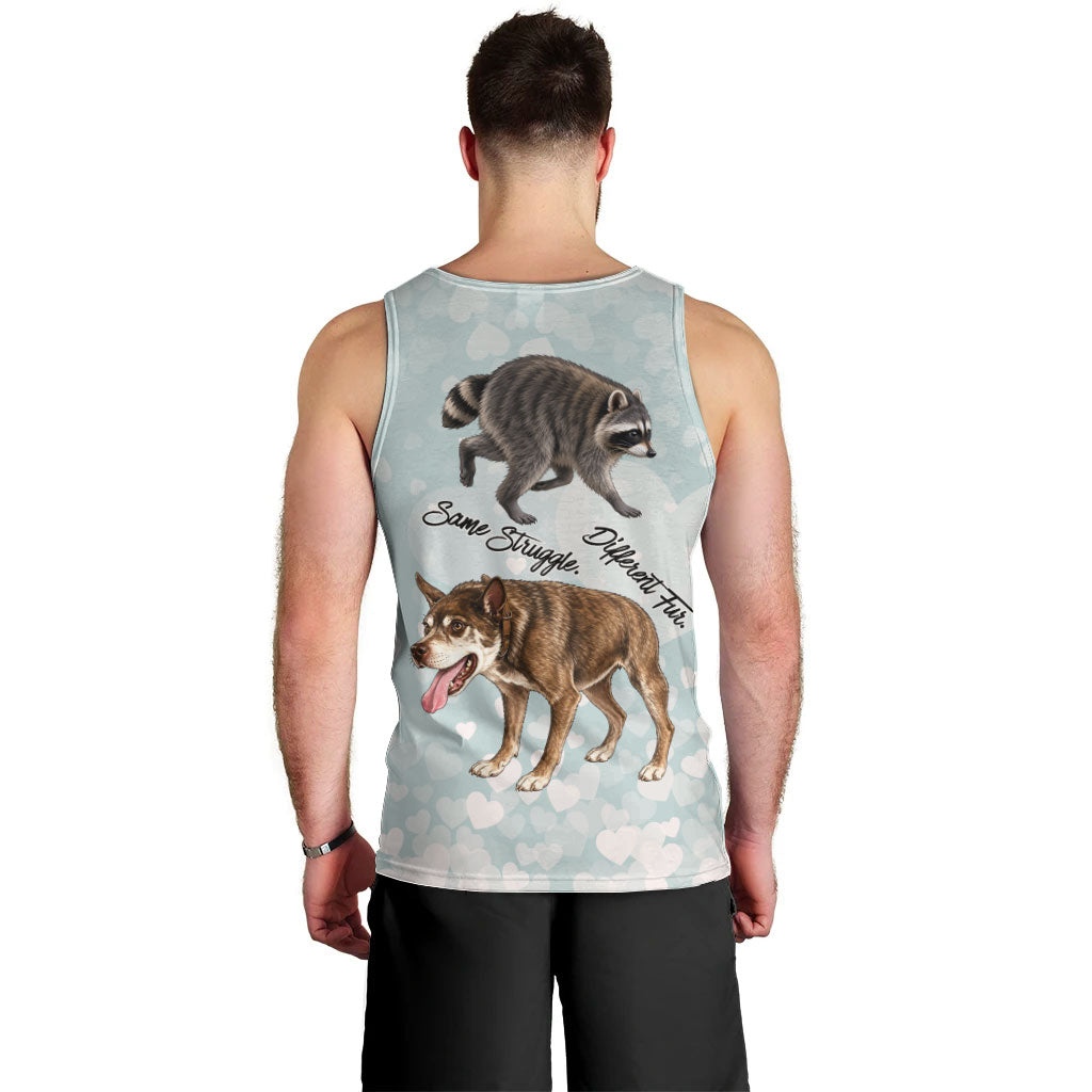 Jimothy The Raccoon And Dogs Men Tank Top Different Species Same Build Inspirational Heart