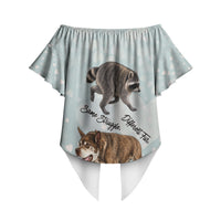 Jimothy The Raccoon And Dogs Off Shoulder Wrap Waist Top Different Species Same Build Inspirational Heart