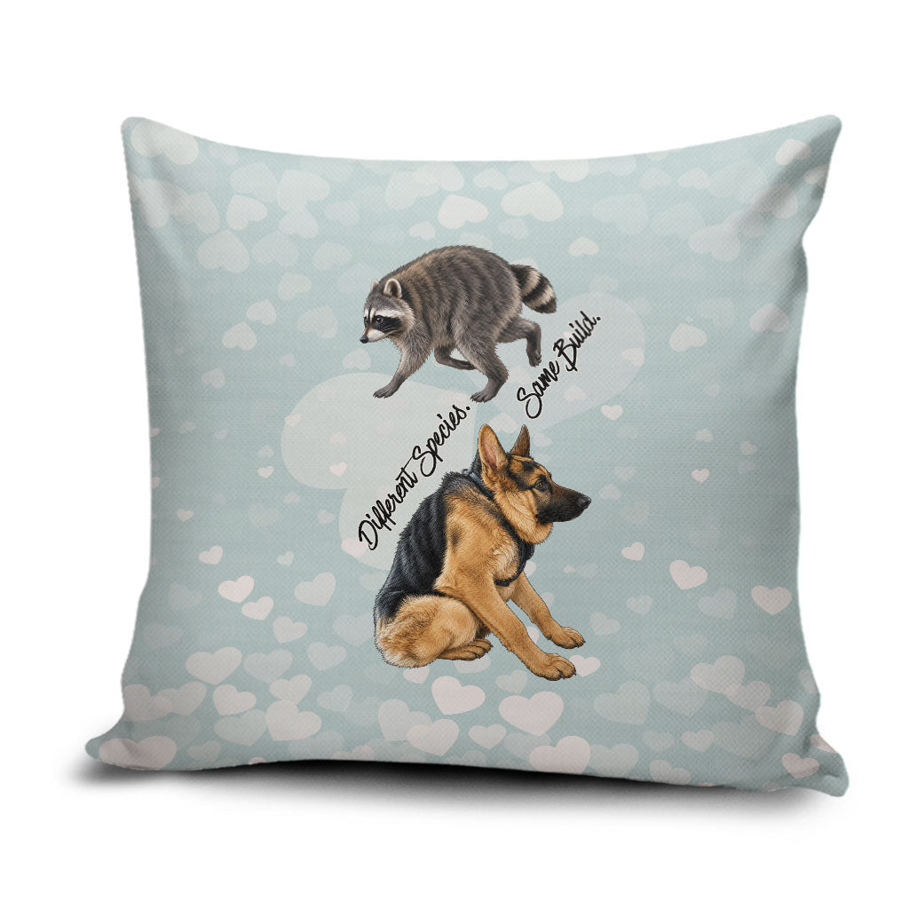 Jimothy The Raccoon And Dogs Pillow Cover Different Species Same Build Inspirational Heart