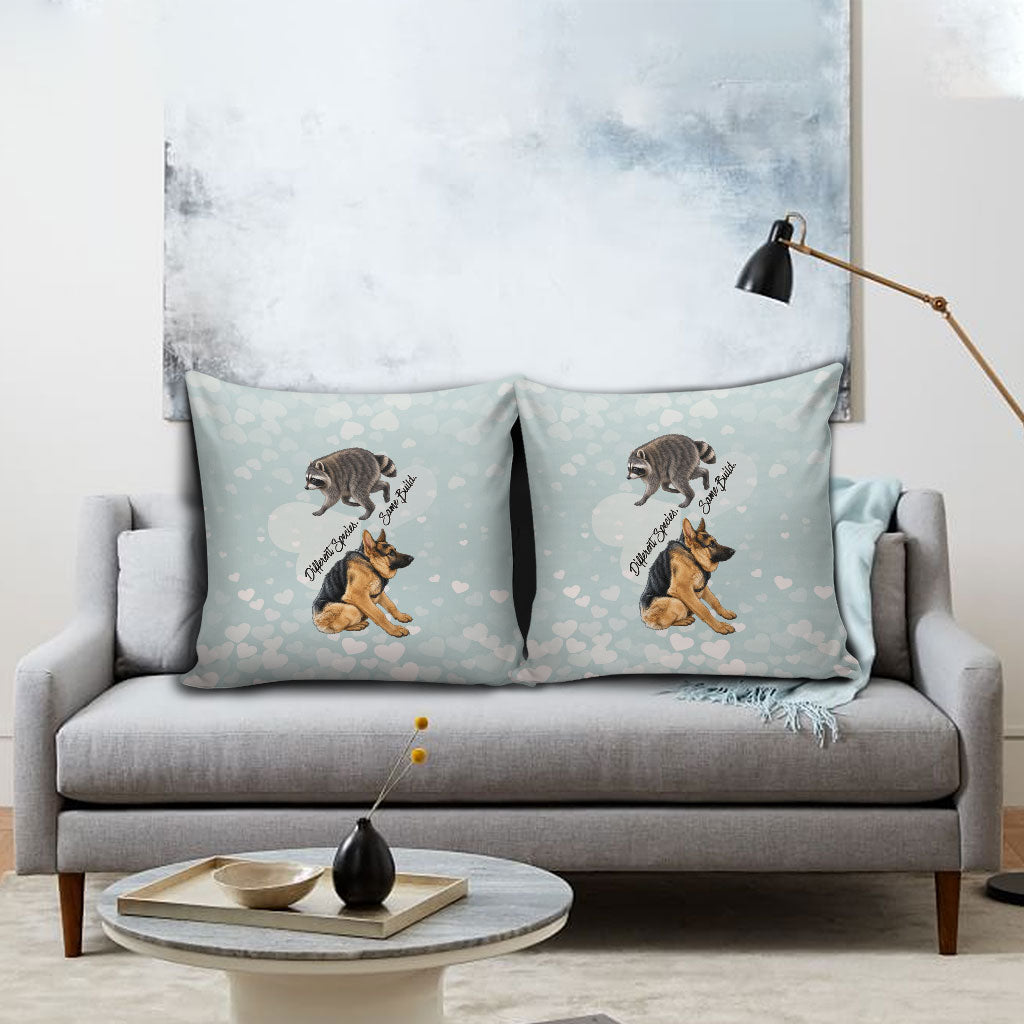 Jimothy The Raccoon And Dogs Pillow Cover Different Species Same Build Inspirational Heart