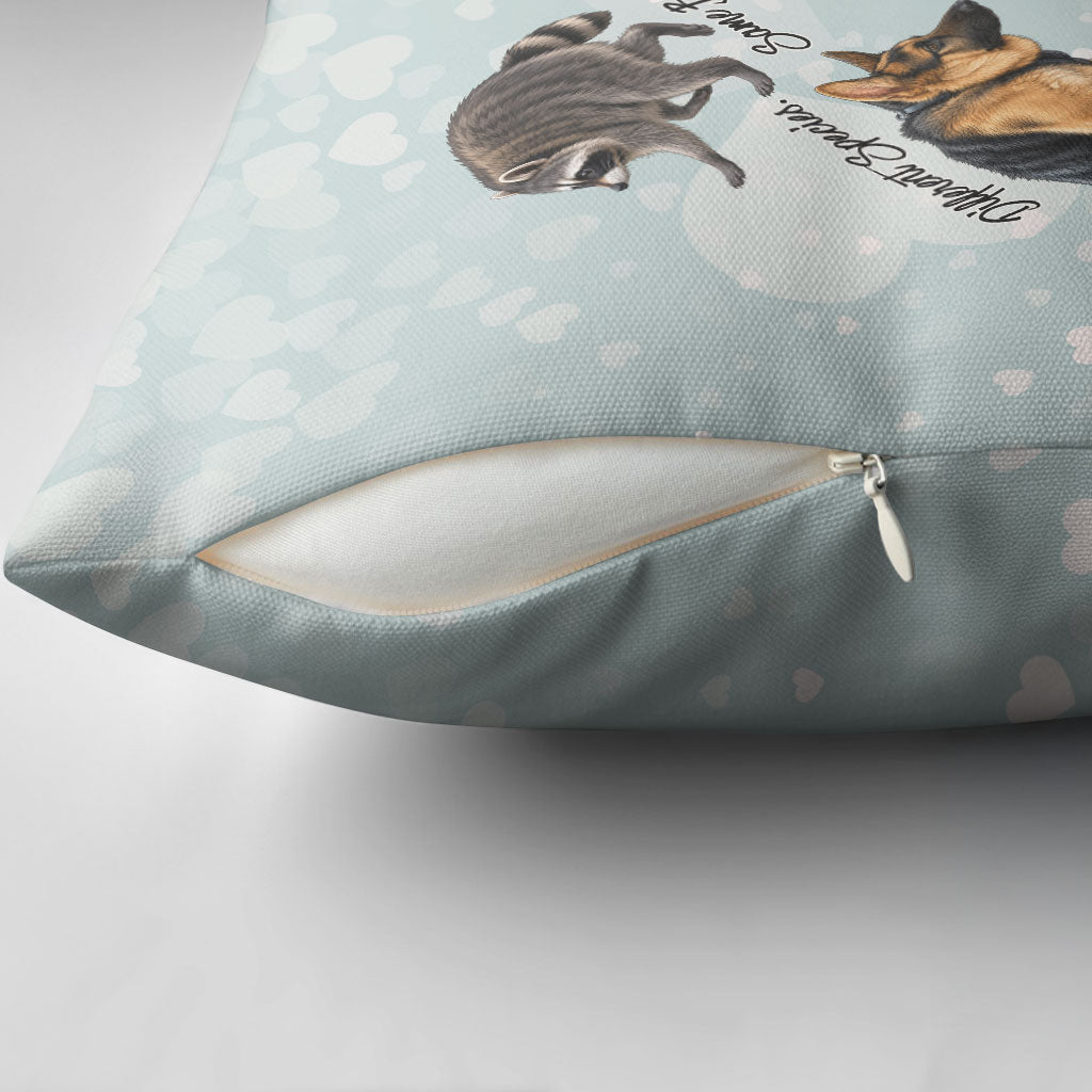 Jimothy The Raccoon And Dogs Pillow Cover Different Species Same Build Inspirational Heart