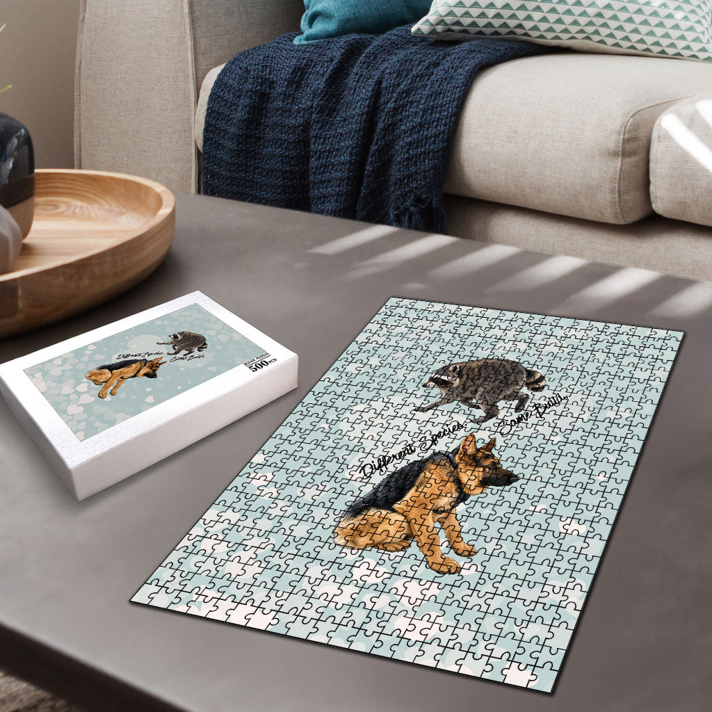 Jimothy The Raccoon And Dogs Puzzle Different Species Same Build Inspirational Heart