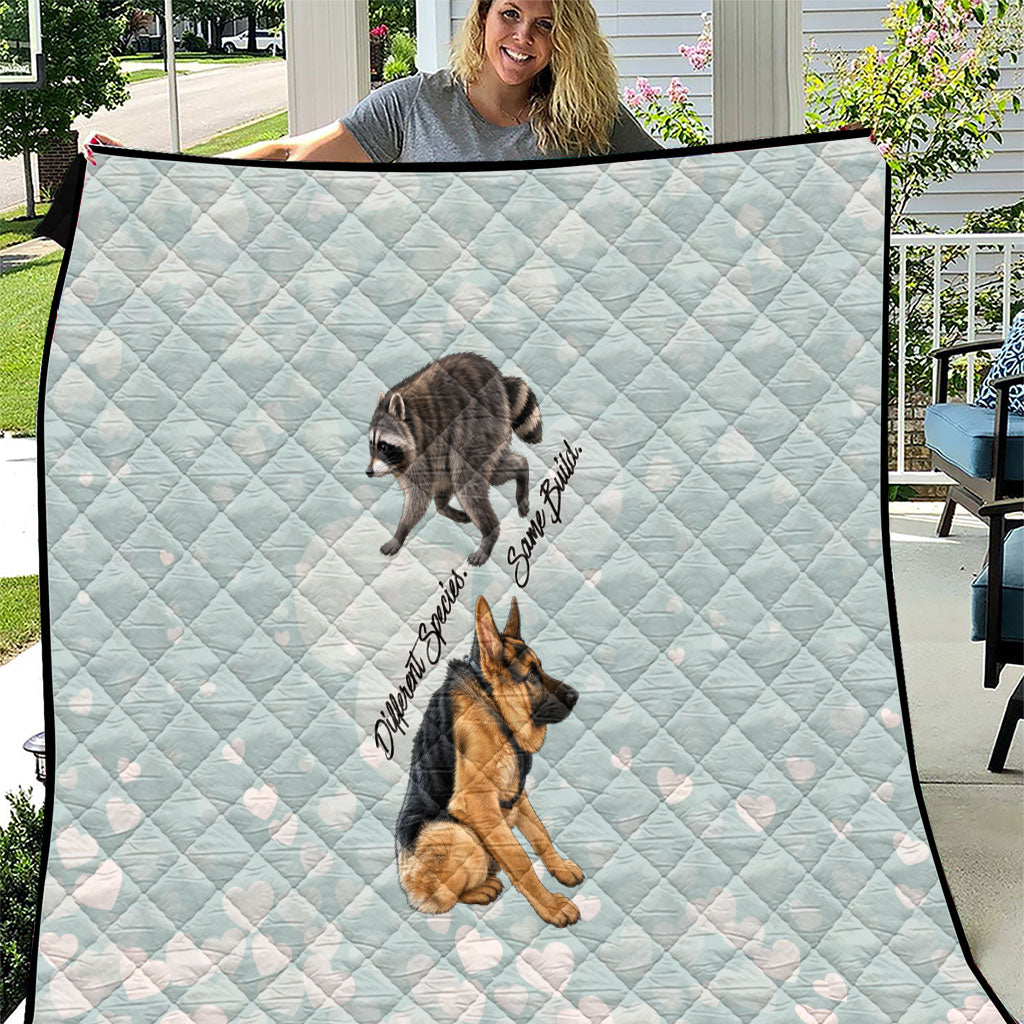Jimothy The Raccoon And Dogs Quilt Different Species Same Build Inspirational Heart