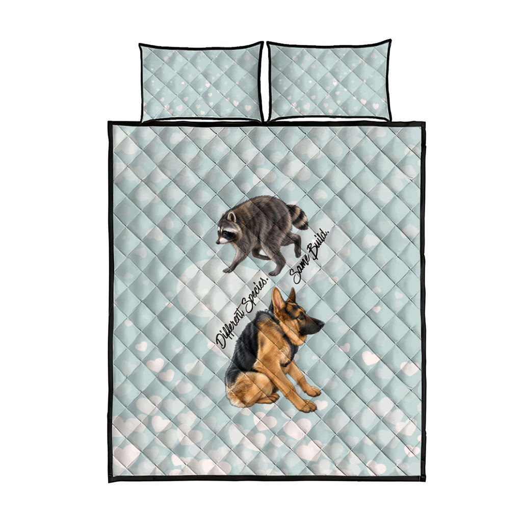 Jimothy The Raccoon And Dogs Quilt Bed Set Different Species Same Build Inspirational Heart