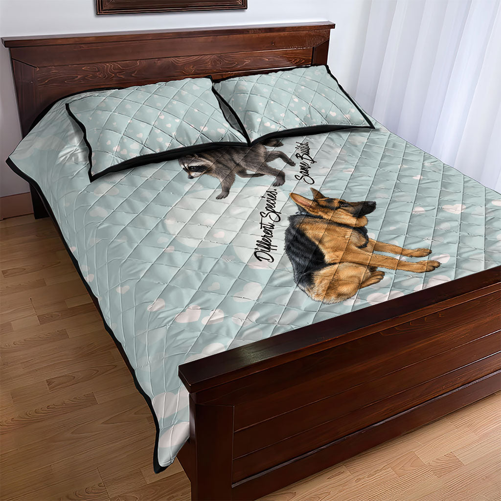 Jimothy The Raccoon And Dogs Quilt Bed Set Different Species Same Build Inspirational Heart