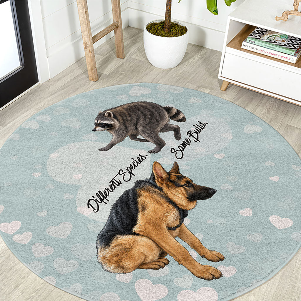 Jimothy The Raccoon And Dogs Round Carpet Different Species Same Build Inspirational Heart