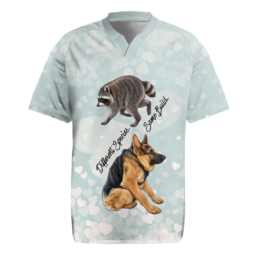 Jimothy The Raccoon And Dogs Rugby Jersey Different Species Same Build Inspirational Heart