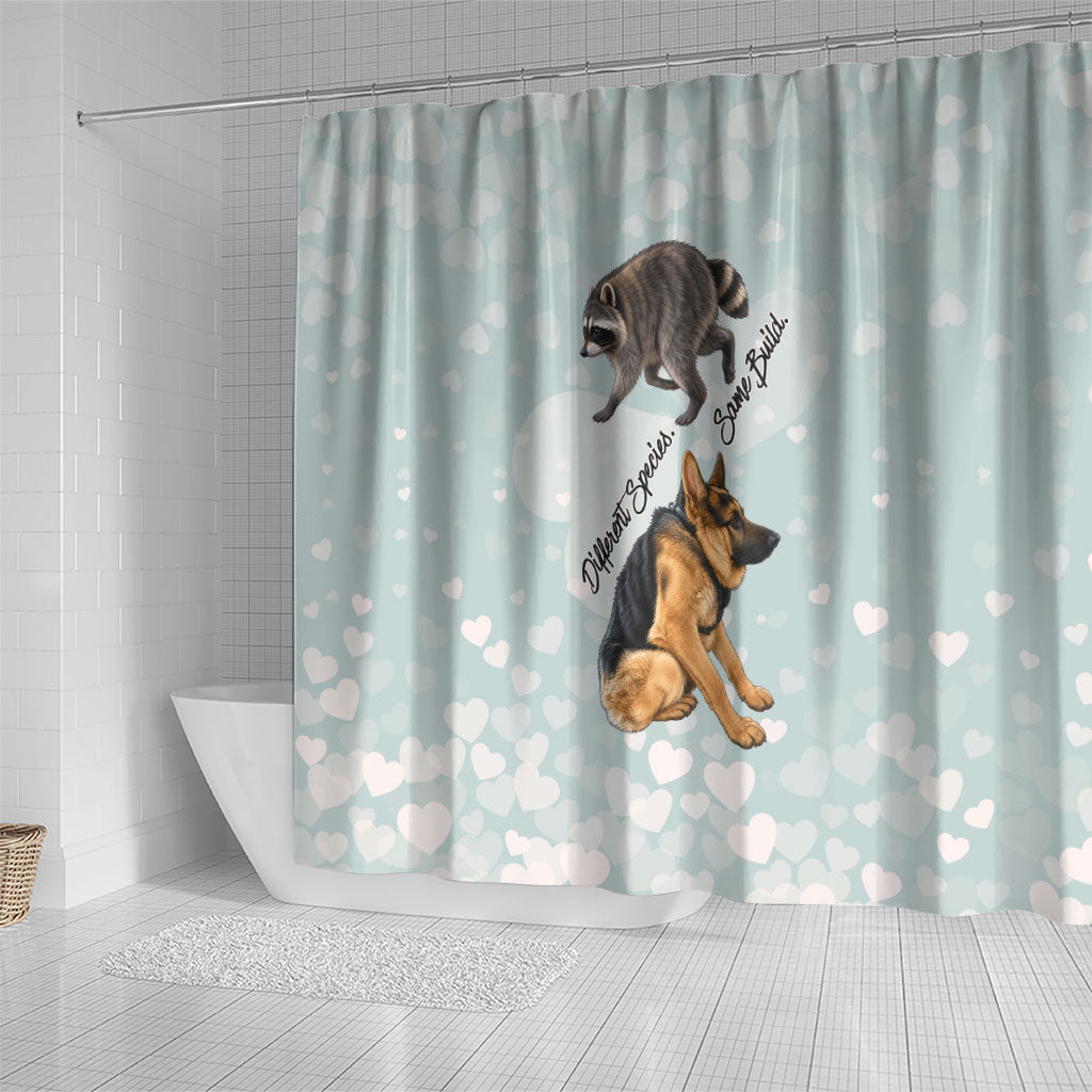 Jimothy The Raccoon And Dogs Shower Curtain Different Species Same Build Inspirational Heart