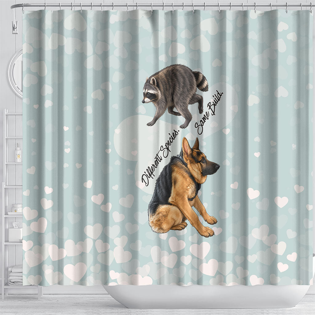 Jimothy The Raccoon And Dogs Shower Curtain Different Species Same Build Inspirational Heart