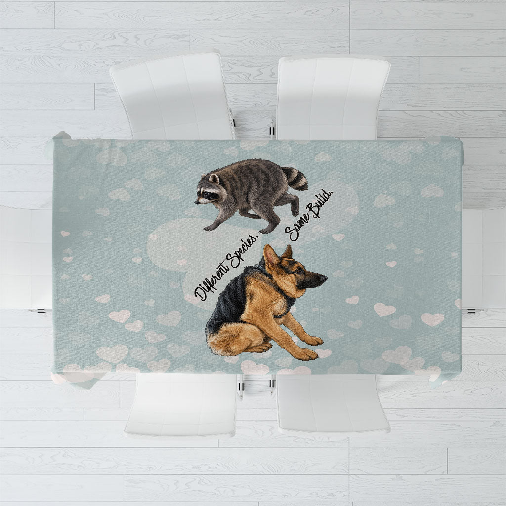 Jimothy The Raccoon And Dogs Tablecloth Different Species Same Build Inspirational Heart