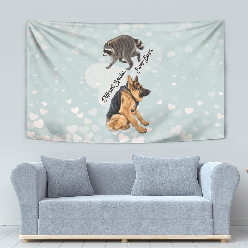 Jimothy The Raccoon And Dogs Tapestry Different Species Same Build Inspirational Heart