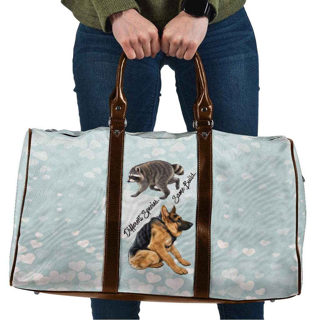 Jimothy The Raccoon And Dogs Travel Bag Different Species Same Build Inspirational Heart