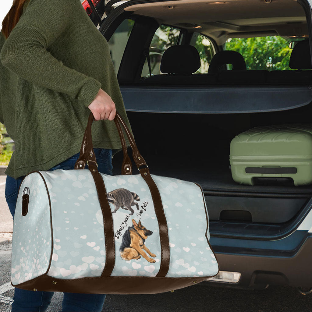 Jimothy The Raccoon And Dogs Travel Bag Different Species Same Build Inspirational Heart