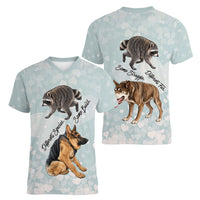Jimothy The Raccoon And Dogs Women V-Neck T-Shirt Different Species Same Build Inspirational Heart