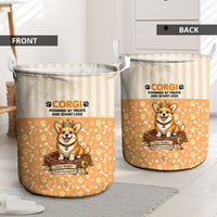 Corgi Powered By Treats And Short Legs Laundry Basket Royal Crown Low Rider Funny Dog Quote Paw